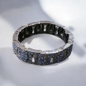 Black and Blue Gemstone And Metal Bracelet